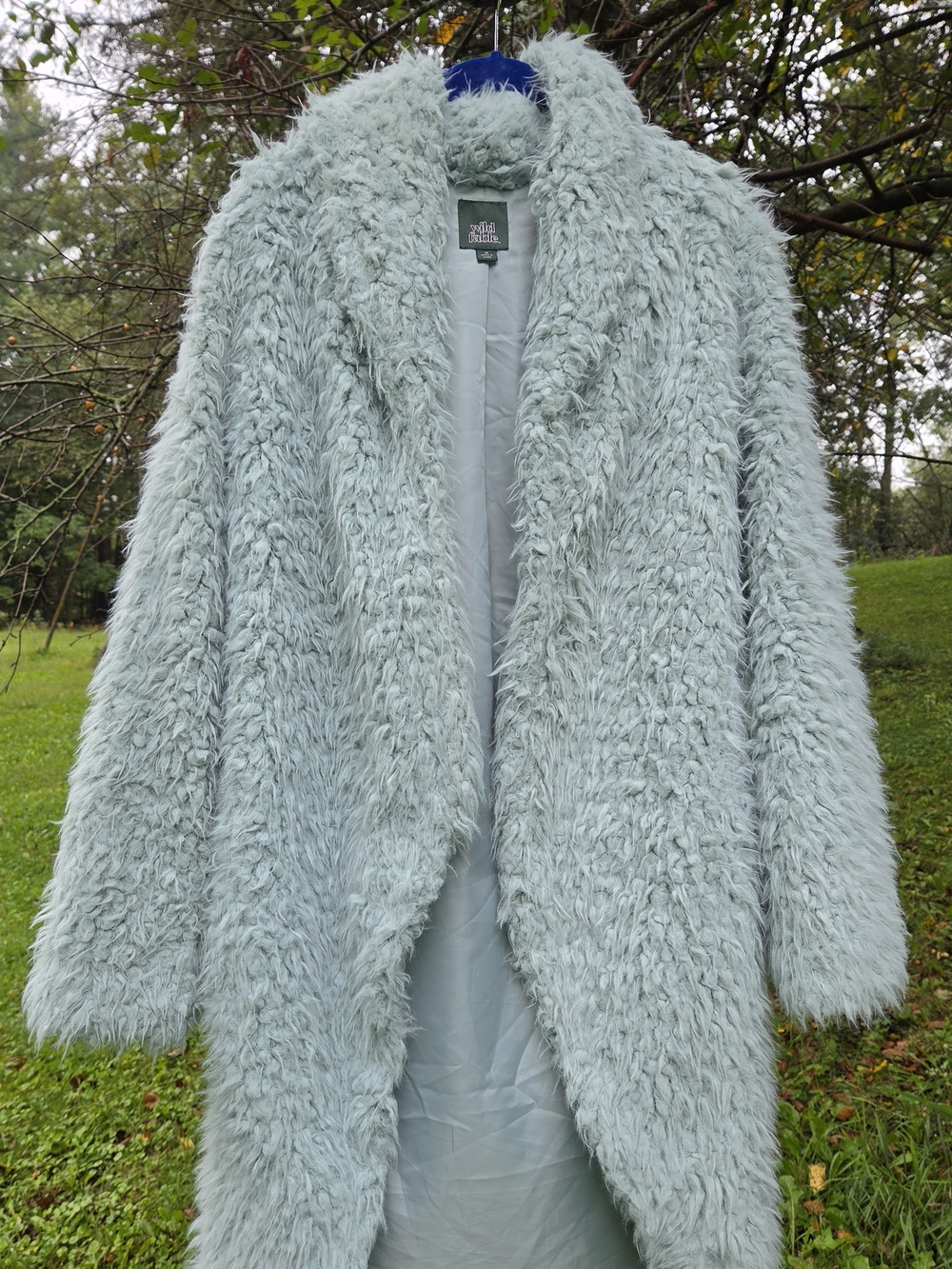 Upcycled Wild Fable Plush Faux Fur Coat in Light Mint Sz Medium